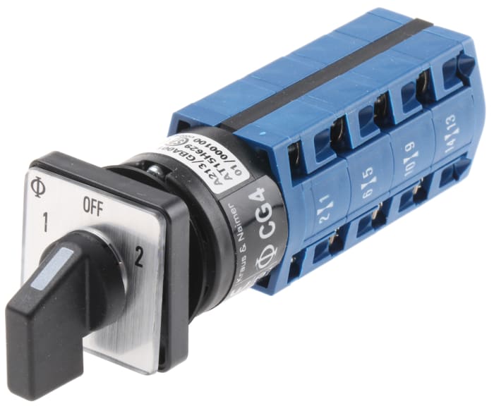 Kraus & Naimer, 4P 3 Position Double Throw Cam Switch, 10A