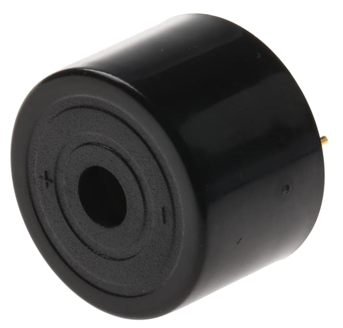 RS PRO 78dB Through Hole Continuous Internal Piezo Buzzer, 23.8 (Dia.) x 16mm, 3V dc Min, 20V dc Max