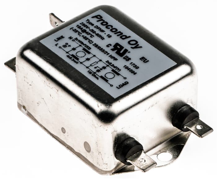 Filtre RFI RS PRO, 10A max, 250 V c.a. max, Montage sur châssis