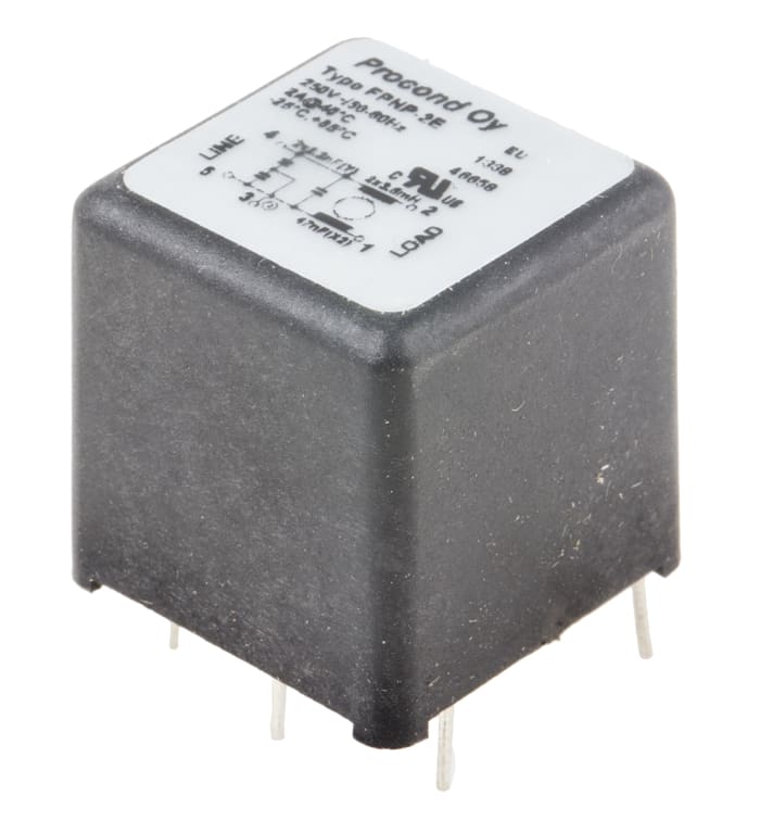 RS PRO 2A 250 V ac 400Hz, Through Hole RFI Filter, Pin