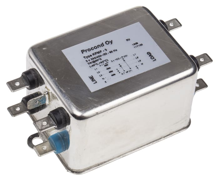 RS PRO 3A 420 V ac 400Hz, Chassis Mount RFI Filter, Tab 3 Phase