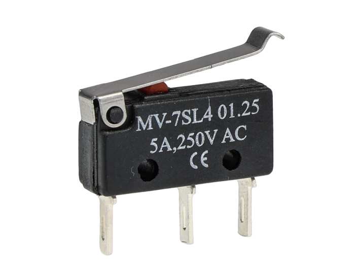 RS PRO Mikrospínač, typ ovladače: Páka CO, 5 A, Pájecí, IP40, 50g