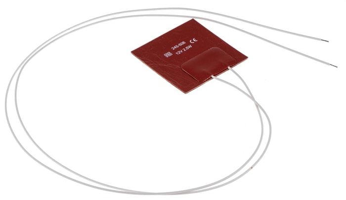 Calentador flexible de silicona rectangular, 50 x 50 mm, 12 V dc, 2,5 W
