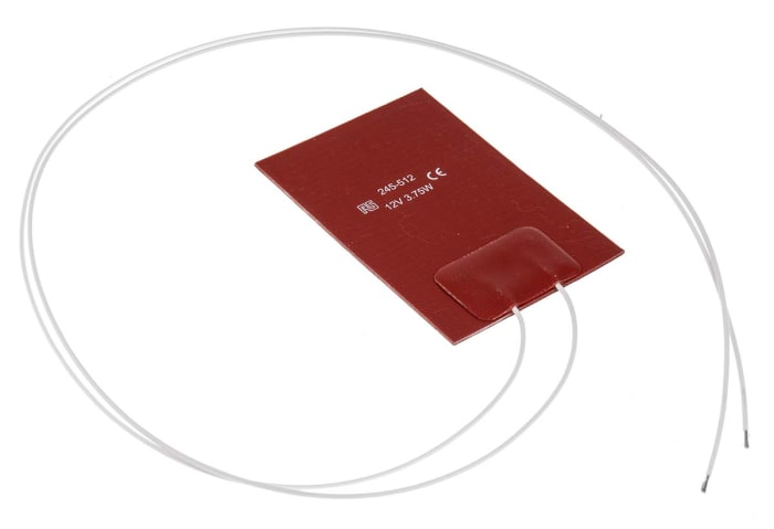 Calentador flexible de silicona rectangular, 50 x 75 mm, 12 V dc, 3,75 W