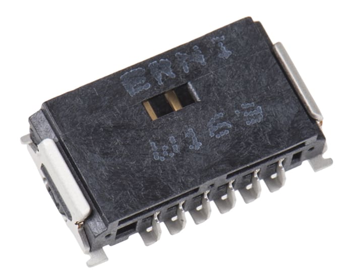 ERNI MiniBridge Series Right Angle Surface Mount PCB Header, 6 Contact(s), 1.27mm Pitch, 1 Row(s), Shrouded