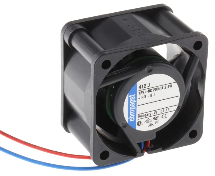 ebm-papst 400 Series Axial Fan, 12 V dc, DC Operation, 19m³/h, 2.4W, 200mA Max, 40 x 40 x 25mm