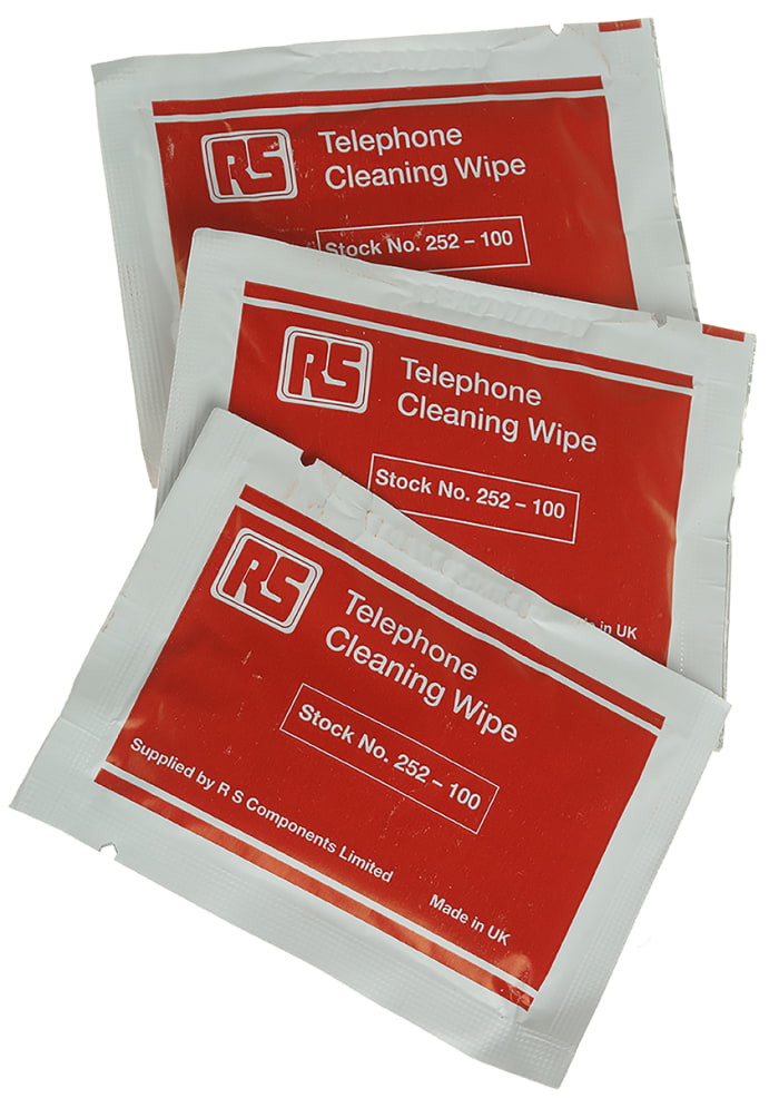 RS PRO Telephone Wipes, 150 x 140mm, Box of 100