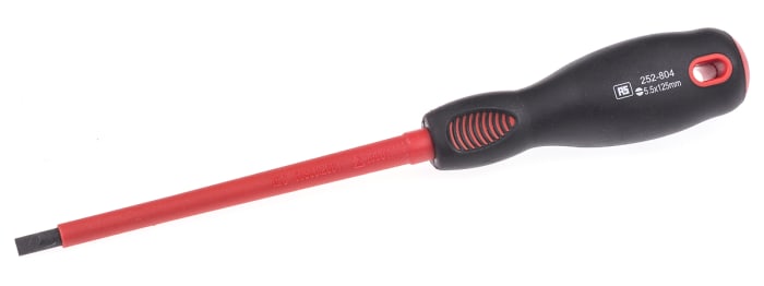 RS PRO Flat Insulated Screwdriver, 5.5 mm Tip, 125 mm Blade, VDE/1000V