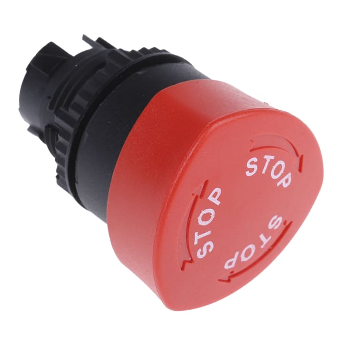 Tête de bouton poussoir BACO, BACO Rouge, Ø découpe 22mm, Arrêt, tourner pour réinitialiser