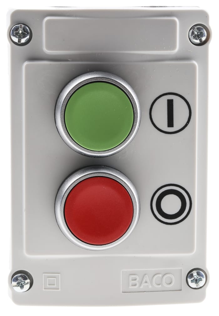 BACO Spring Return Control Station Switch - SPDT, Plastic, Green, Red, IP66