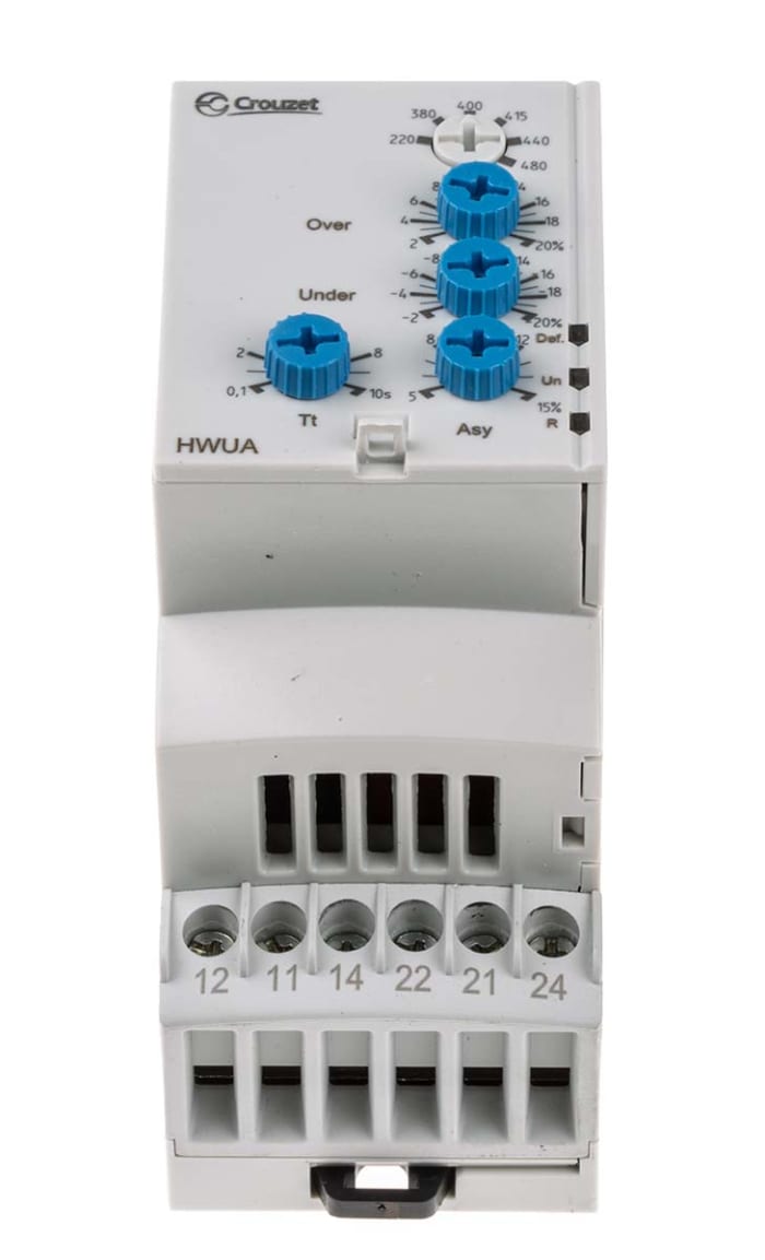 84873026 Crouzet Crouzet Phase, Voltage Monitoring Relay, 3 Phase, DPDT, 194 → 528 V, DIN Rail