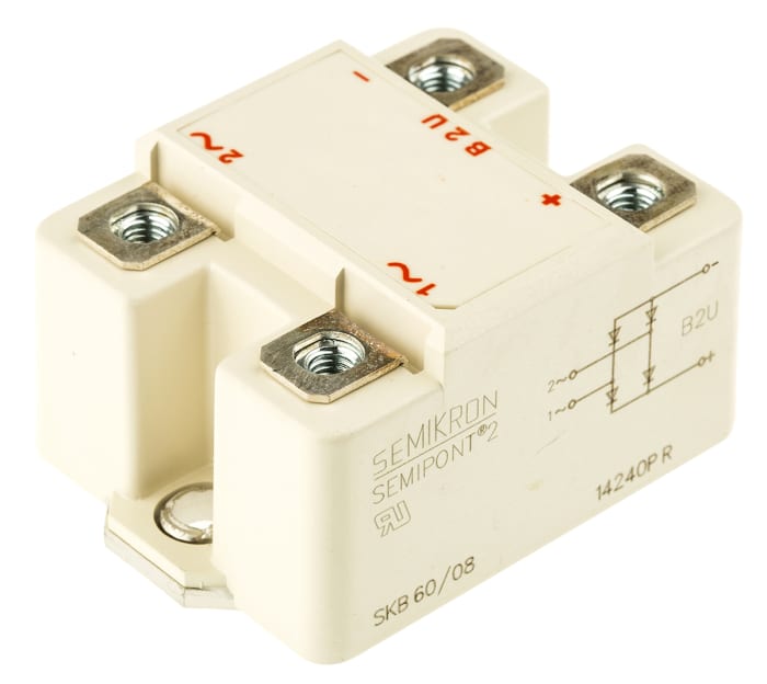 Semikron Danfoss Bridge Rectifier Module, 60A, 800V, 4-Pin