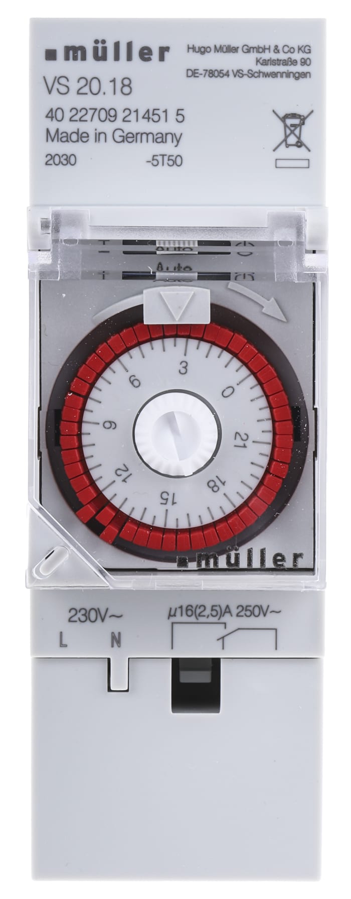 Muller Analogue VS DIN Rail Time Switch 230V ac