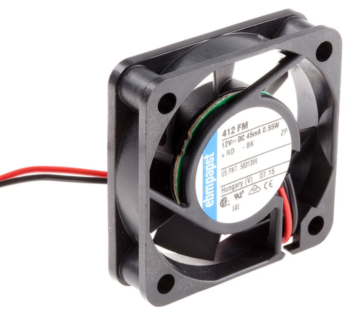 Ventilateur axial 400 F ebm-papst 12 V dc, 6m³/h, 40 x 40 x 10mm, 500mW