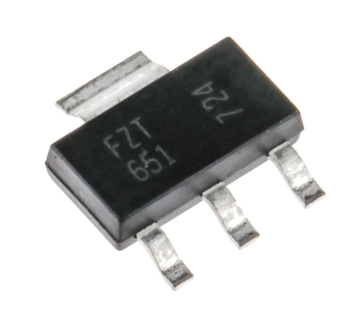 Tranzistor FZT651TA NPN 3 A 60 V, SOT-223 (SC-73), počet kolíků: 3 + Tab 175 MHz Jednoduchý