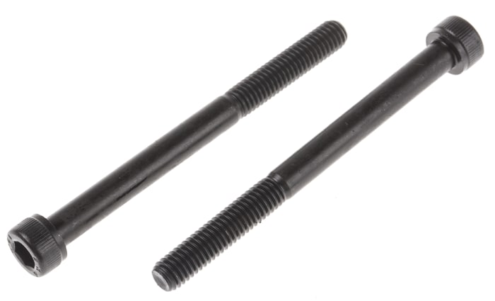 RS PRO M6 x 70mm Hex Socket Cap Screw Black, Self-Colour Steel
