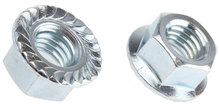 RS PRO, Bright Zinc Plated Steel Flanged Hex Nut, DIN 6923, M12