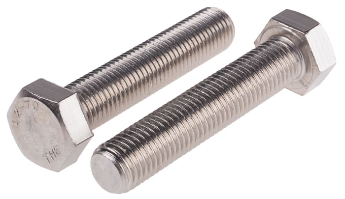 RS PRO, Plain Stainless Steel Hex, Hex Bolt, M16 x 80mm