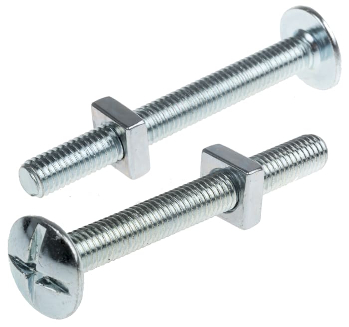 Bright Zinc Plated Steel Roofing Bolt, M8 x 70mm
