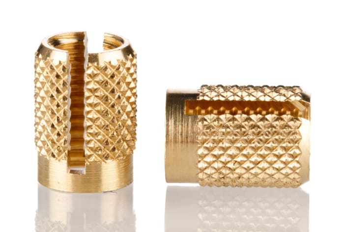 RS PRO, M5 Brass Threaded Insert diameter 6.4mm Depth 9.35mm