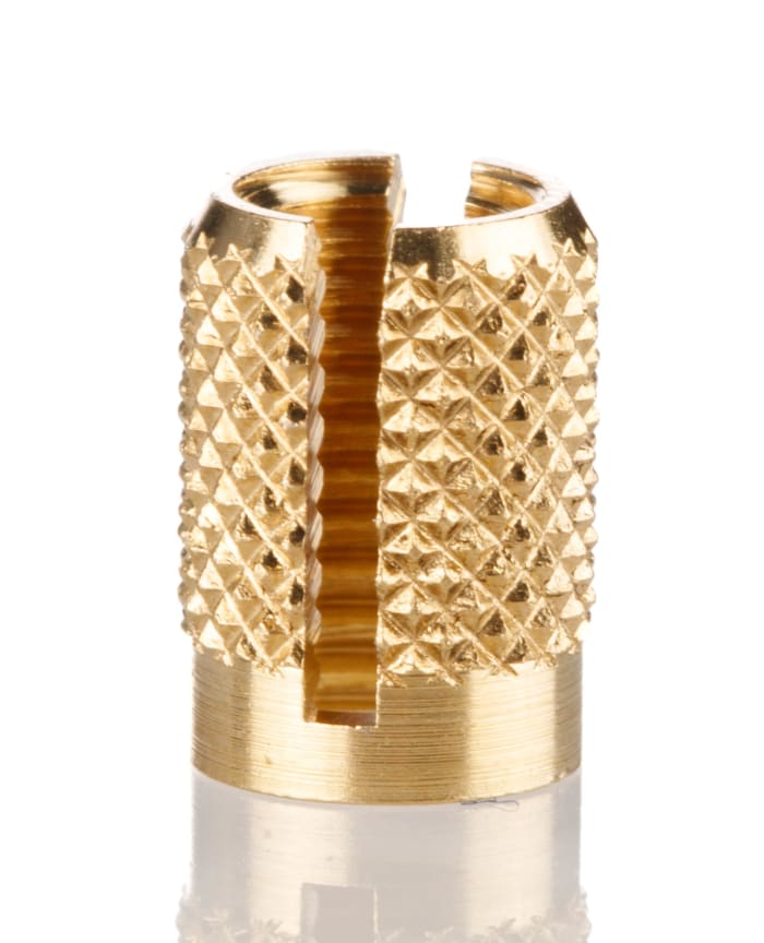 RS PRO, M5 Brass Threaded Insert diameter 6.4mm Depth 9.35mm