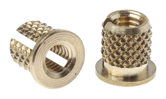 RS PRO, M3.5 Brass Threaded Insert diameter 4.8mm Depth 6.35mm