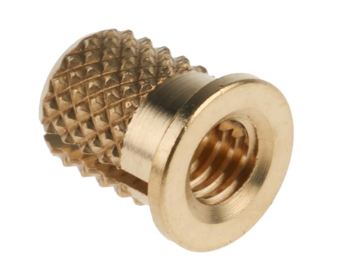 RS PRO, M4 Brass Threaded Insert diameter 5.6mm Depth 7.95mm