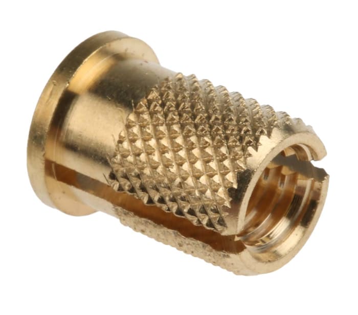 RS PRO, M6 Brass Threaded Insert diameter 8mm Depth 12.7mm