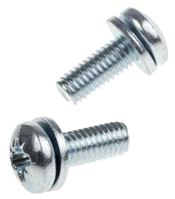 RS PRO RS PRO M6 x 16 mmmm Zinc Plated Steel Pan Head Sems Screw