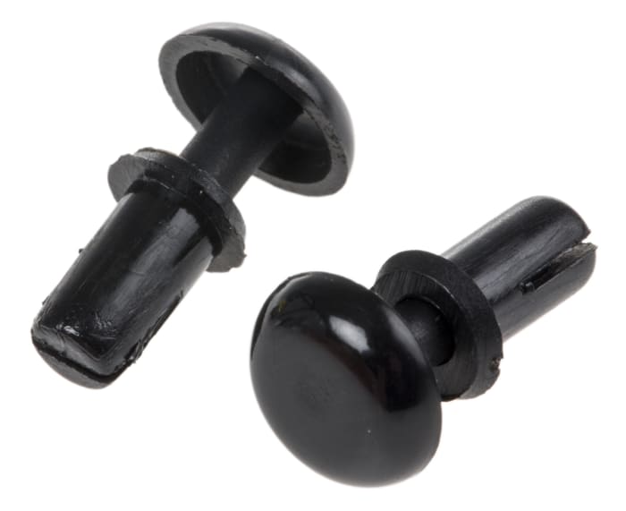 Remache a presión Essentra de nylon, Ø 3mm x 6.1mm, para espesor de 3mm → 4mm, color Negro