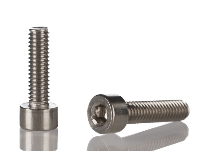 RS PRO Plain Stainless Steel Hex Socket Cap Screw, DIN 912, M8 x 12mm