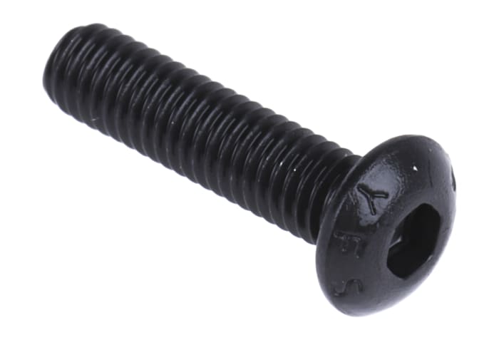 RS PRO Black, Self-Colour Steel Hex Socket Button Screw, ISO 7380, M3 x 12mm