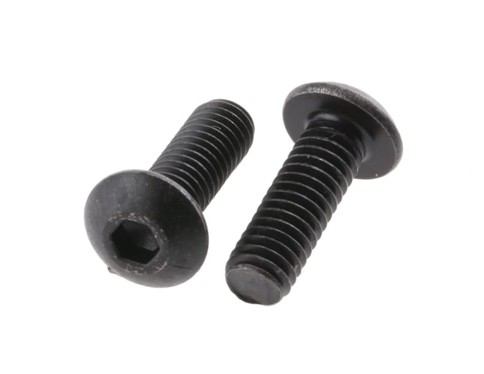 RS PRO Black, Self-Colour Steel Hex Socket Button Screw, ISO 7380, M4 x 12mm