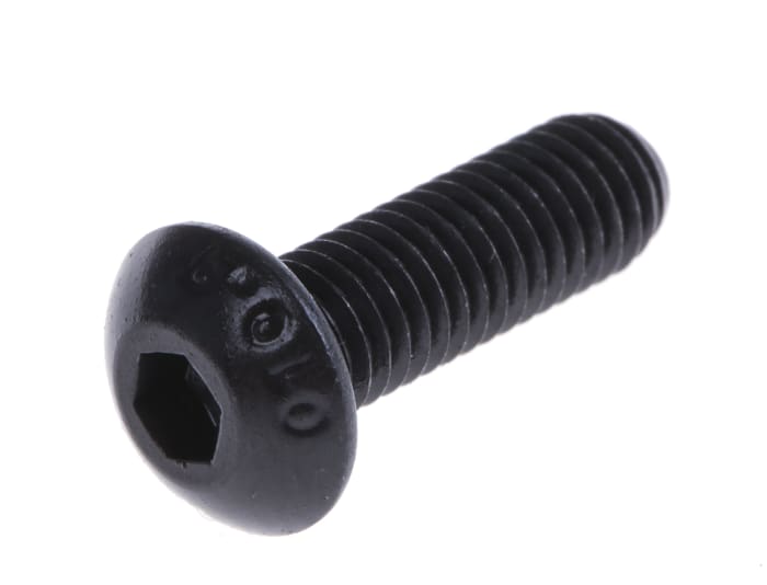 RS PRO Black, Self-Colour Steel Hex Socket Button Screw, ISO 7380, M5 x 16mm