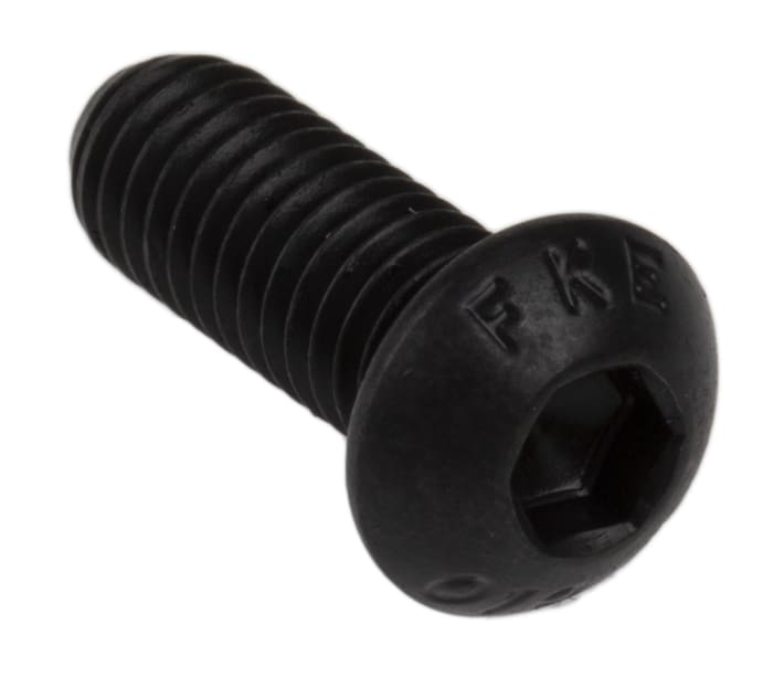 RS PRO Black, Self-Colour Steel Hex Socket Button Screw, ISO 7380, M6 x 16mm