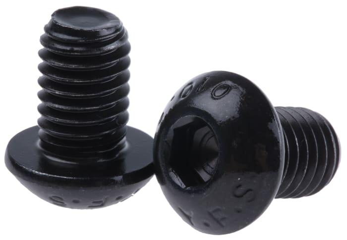 RS PRO Black, Self-Colour Steel Hex Socket Button Screw, ISO 7380, M8 x 12mm