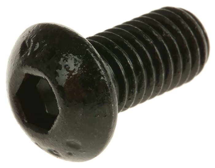 RS PRO Black, Self-Colour Steel Hex Socket Button Screw, ISO 7380, M8 x 16mm