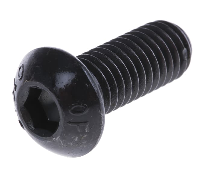 RS PRO Black, Self-Colour Steel Hex Socket Button Screw, ISO 7380, M8 x 20mm