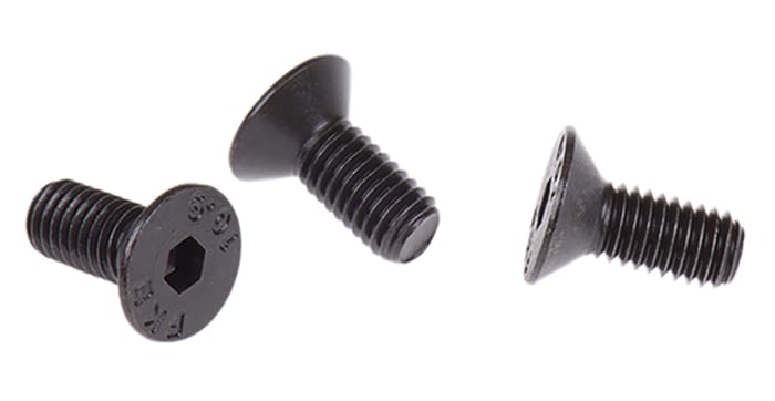 RS PRO M5 x 12mm Hex Socket Countersunk Screw Black, Self-Colour Steel