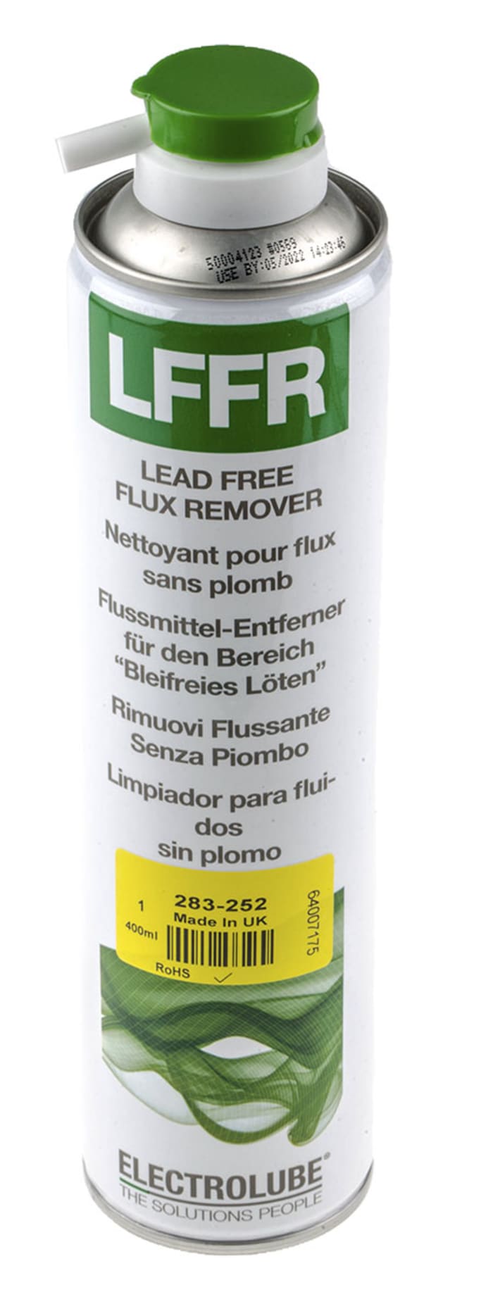 Spray eliminador de fundente Electrolube LFFR400DB, aerosol de 400ml, libre de plomo