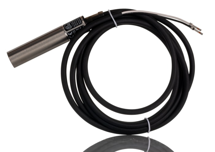 ifm electronic Inductive Threaded Barrel Proximity Sensor, M18, 5 mm Detection, 2-Wire NO/NC, 10 → 55 V dc