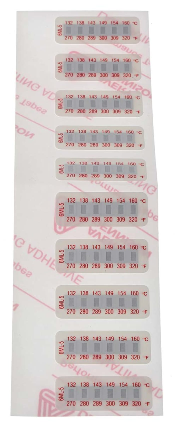 RS PRO Non-Reversible Temperature Sensitive Label, 135°C to 160°C, 6 Levels