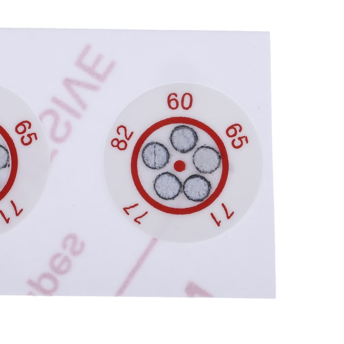 RS PRO Non-Reversible Temperature Sensitive Label, 60°C to 82°C, 5 Levels