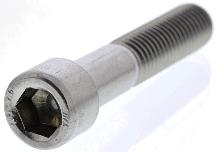 RS PRO M12 x 60mm Hex Socket Cap Screw Plain Stainless Steel