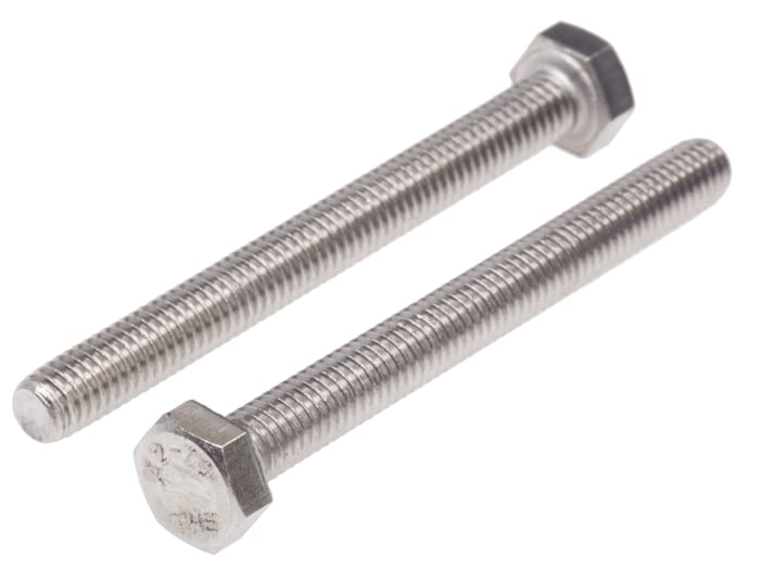 RS PRO Plain Stainless Steel Hex, Hex Bolt, M8 x 70mm