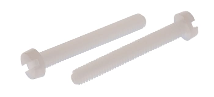 Tornillo de cabeza cilíndrica con huella ranurada RS PRO M4 x 30mm, paso de rosca 0.7mm, de Nylon