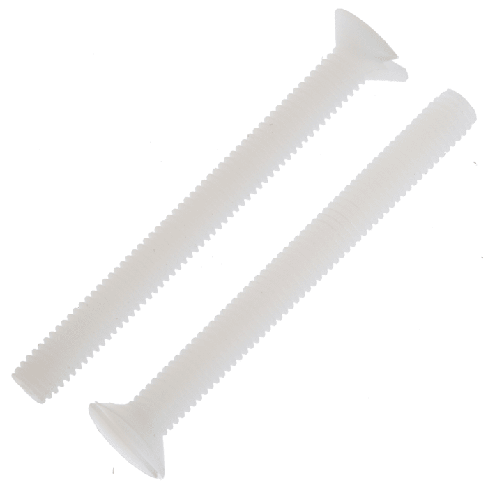 RS PRO Slot Countersunk Nylon Machine Screws, M3x30mm