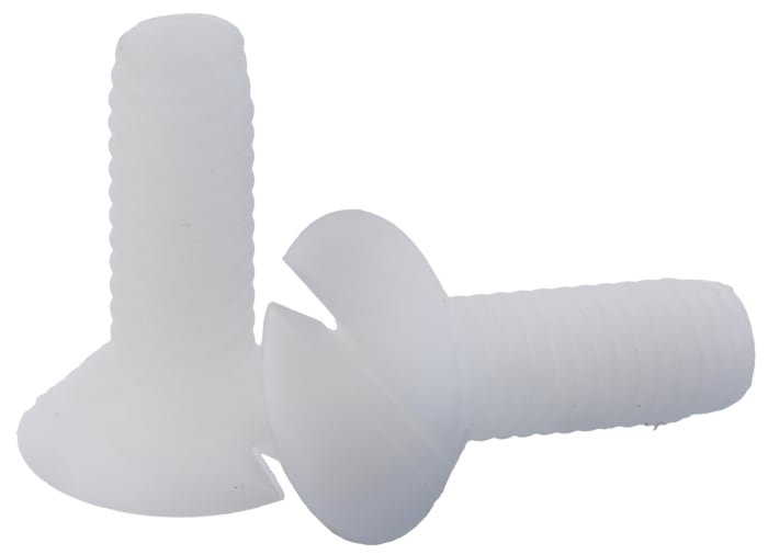 Tornillo de cabeza avellanada con huella ranurada RS PRO M4 x 12.0mm, paso de rosca 0.70mm, de Nylon