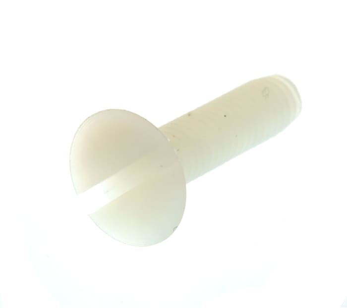 Tornillo de cabeza avellanada con huella ranurada RS PRO M4 x 16mm, paso de rosca 0.7mm, de Nylon