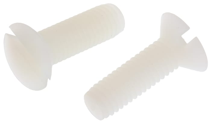 Tornillo de cabeza avellanada con huella ranurada RS PRO M5 x 16mm, paso de rosca 0.8mm, de Nylon